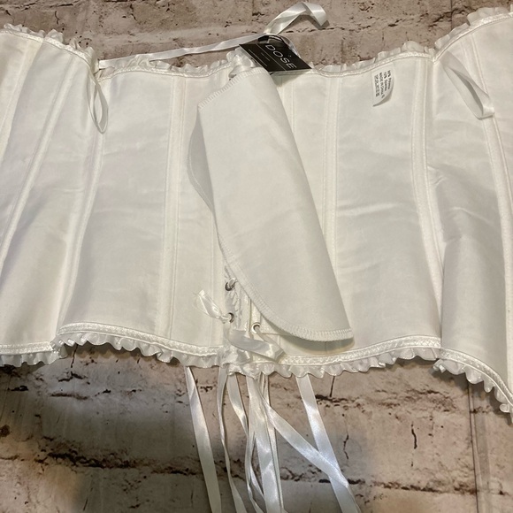 NWT DOSE white floral textured over bust back lace up Boned corset top XL-S - Picture 9 of 15
